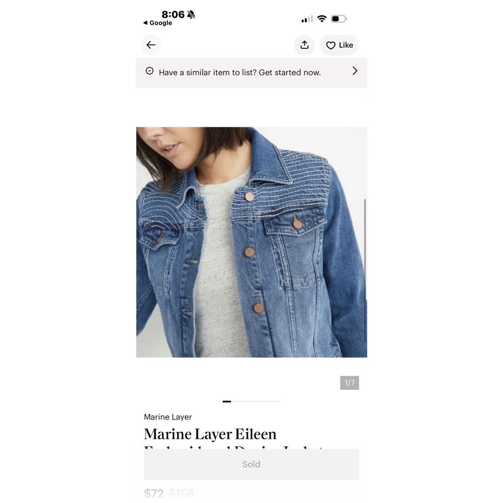 Marine Layer Eileen Cropped Trucker Jacket Denim Embroidered Western‎ Festival - Picture 10 of 10